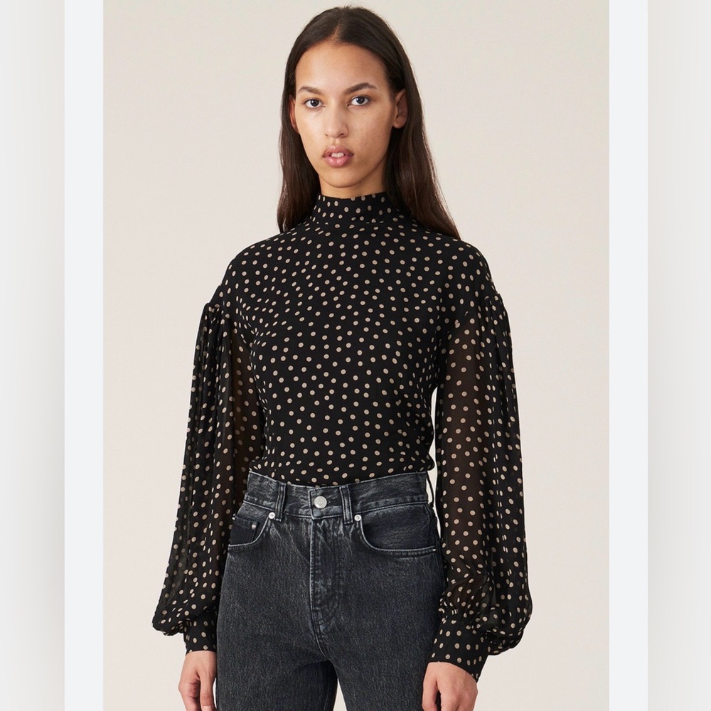 SOLD NWT GANNI PRINTED GEORGETTE BLOUSE from Bergdorf Goodman FR 34 XS US2